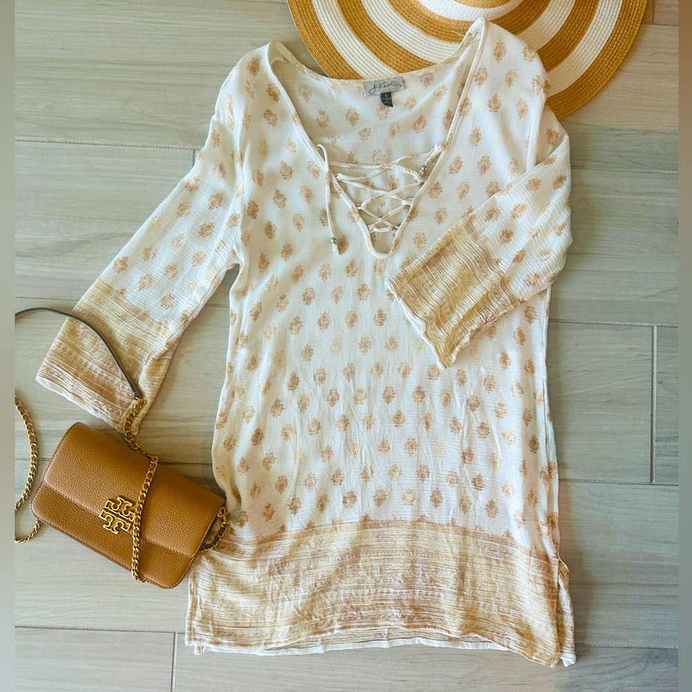 J. Valdi Swimsuit / Beach Cover Up - Lace Up Tunic